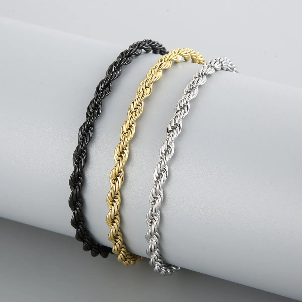 Simple Style Twist Stainless Steel 18K Gold Plated Bracelets In Bulk