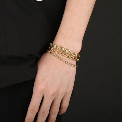 Simple Style Twist Stainless Steel 18K Gold Plated Bracelets In Bulk