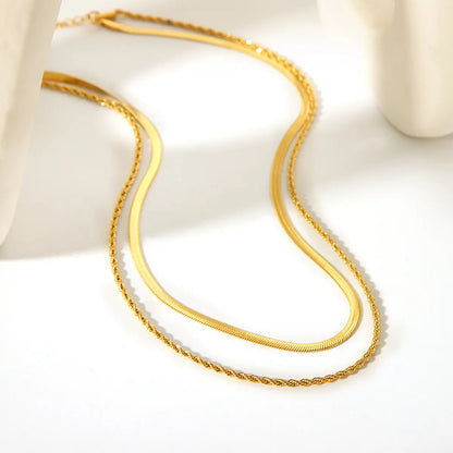 Simple Style Twist Stainless Steel Polishing Plating 18k Gold Plated Layered Necklaces