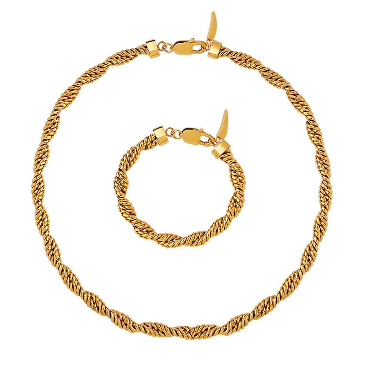 Simple Style Twist Titanium Steel Gold Plated Bracelets Necklace