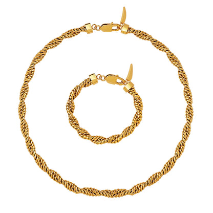 Simple Style Twist Titanium Steel Gold Plated Bracelets Necklace