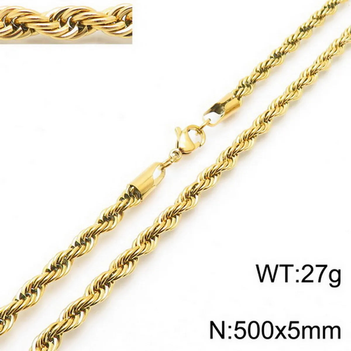 Simple Style Twist Titanium Steel Necklace Plating Stainless Steel Necklaces