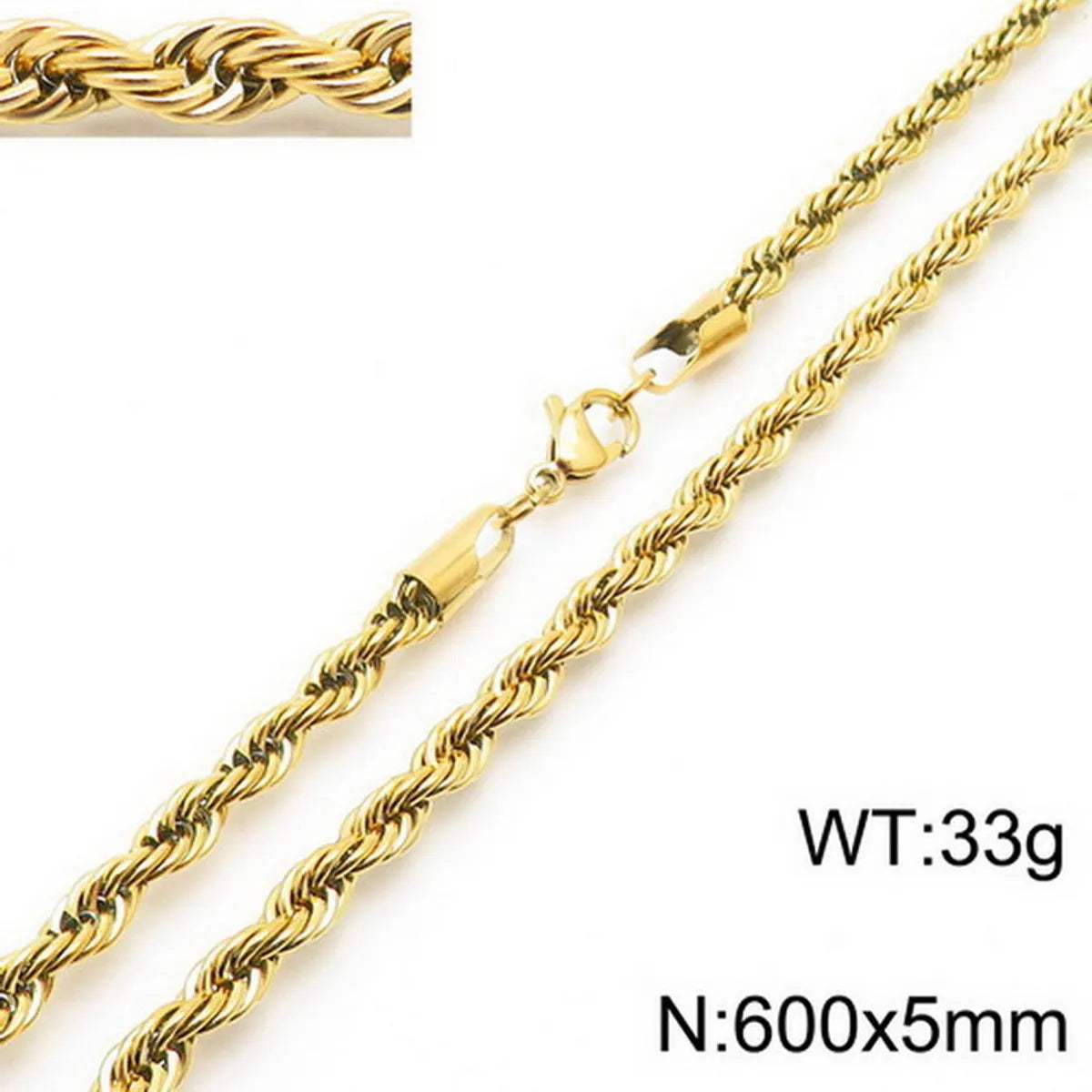 Simple Style Twist Titanium Steel Necklace Plating Stainless Steel Necklaces