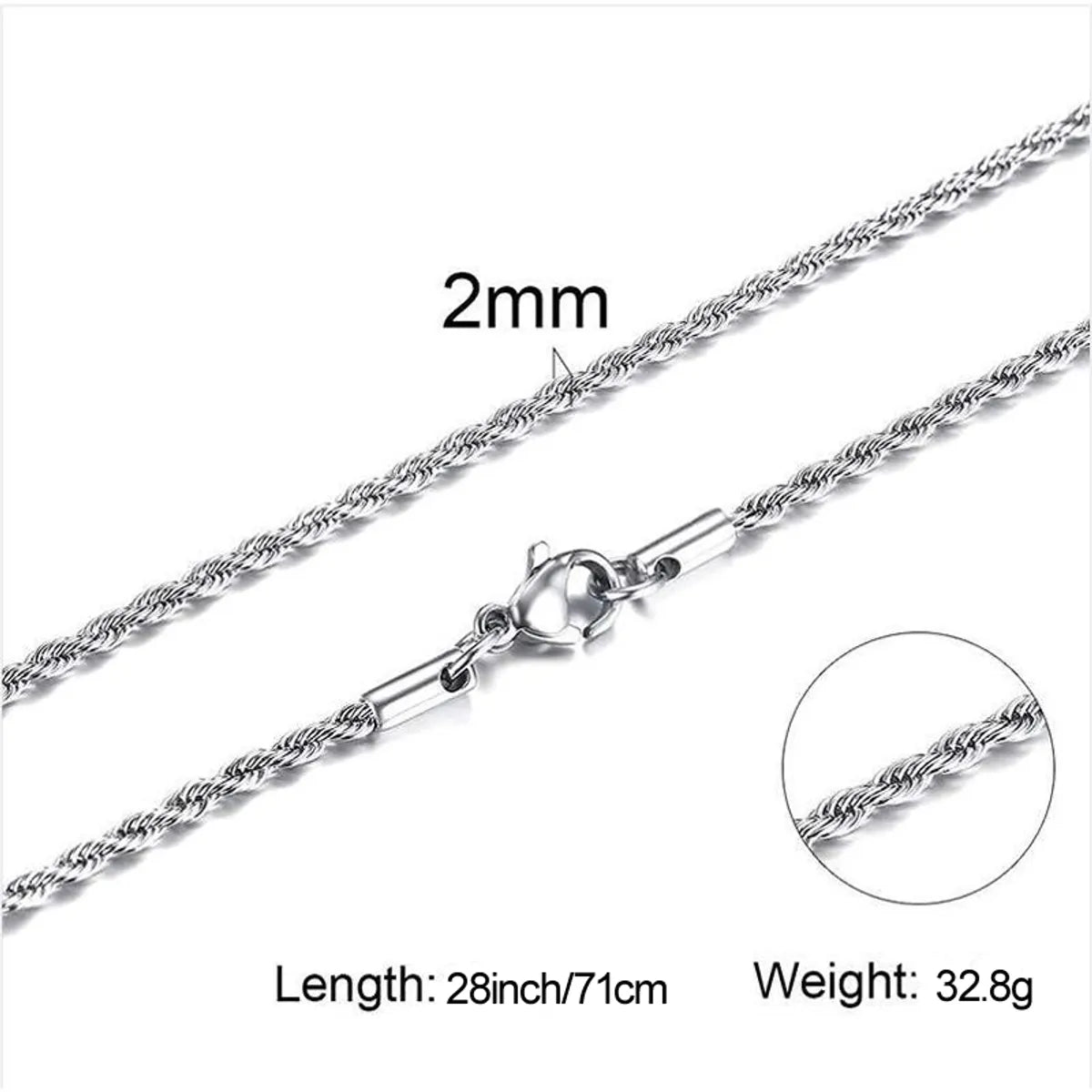 Simple Style Twist Titanium Steel Necklace Plating Stainless Steel Necklaces