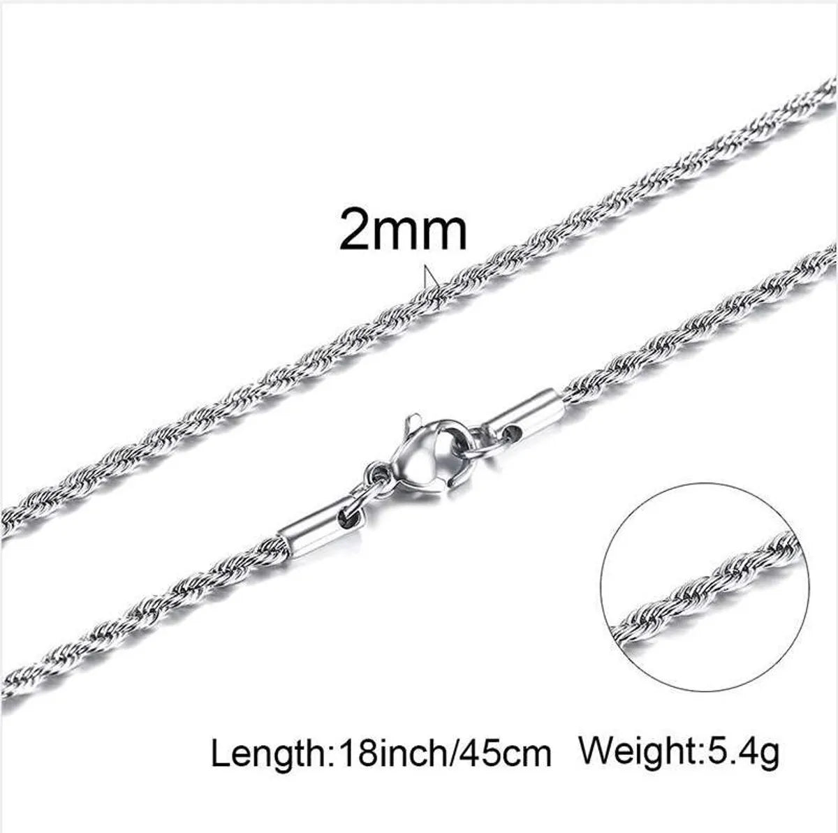 Simple Style Twist Titanium Steel Necklace Plating Stainless Steel Necklaces