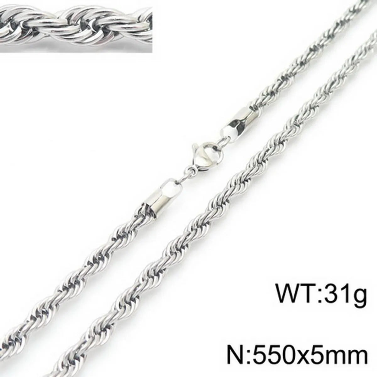 Simple Style Twist Titanium Steel Necklace Plating Stainless Steel Necklaces