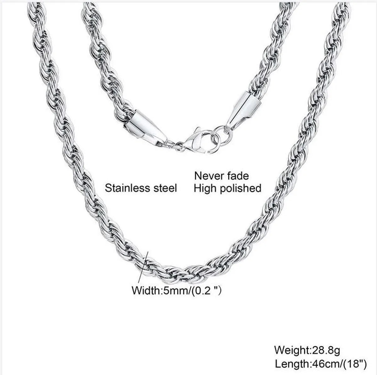 Simple Style Twist Titanium Steel Necklace Plating Stainless Steel Necklaces