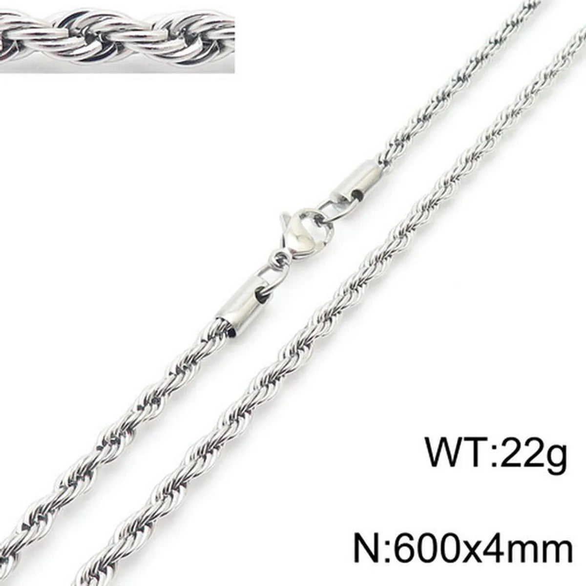 Simple Style Twist Titanium Steel Necklace Plating Stainless Steel Necklaces