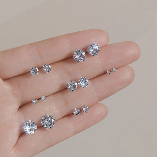 1 Pair Simple Style U Shape Silver Plating Zircon Ear Studs