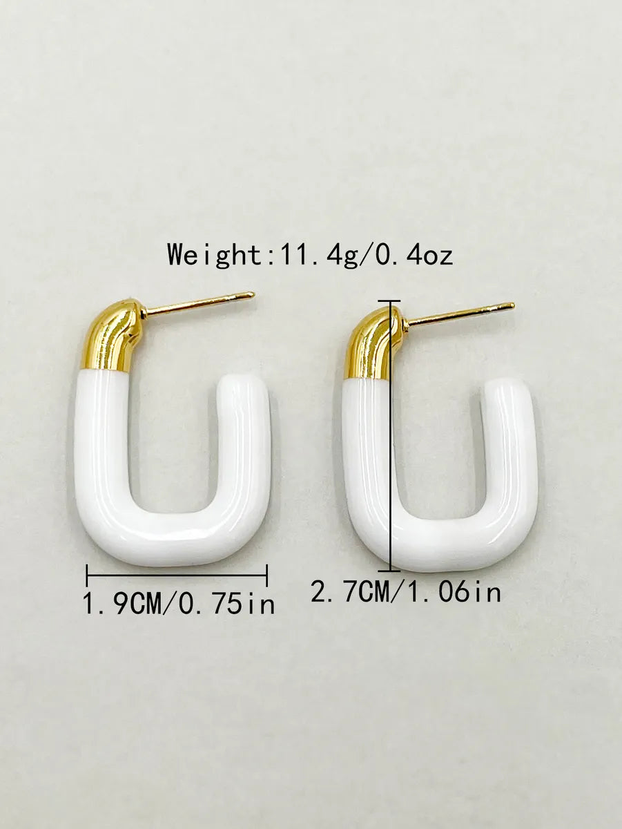 Simple Style U Shape Stainless Steel Metal Enamel Plating Women's Ear Studs