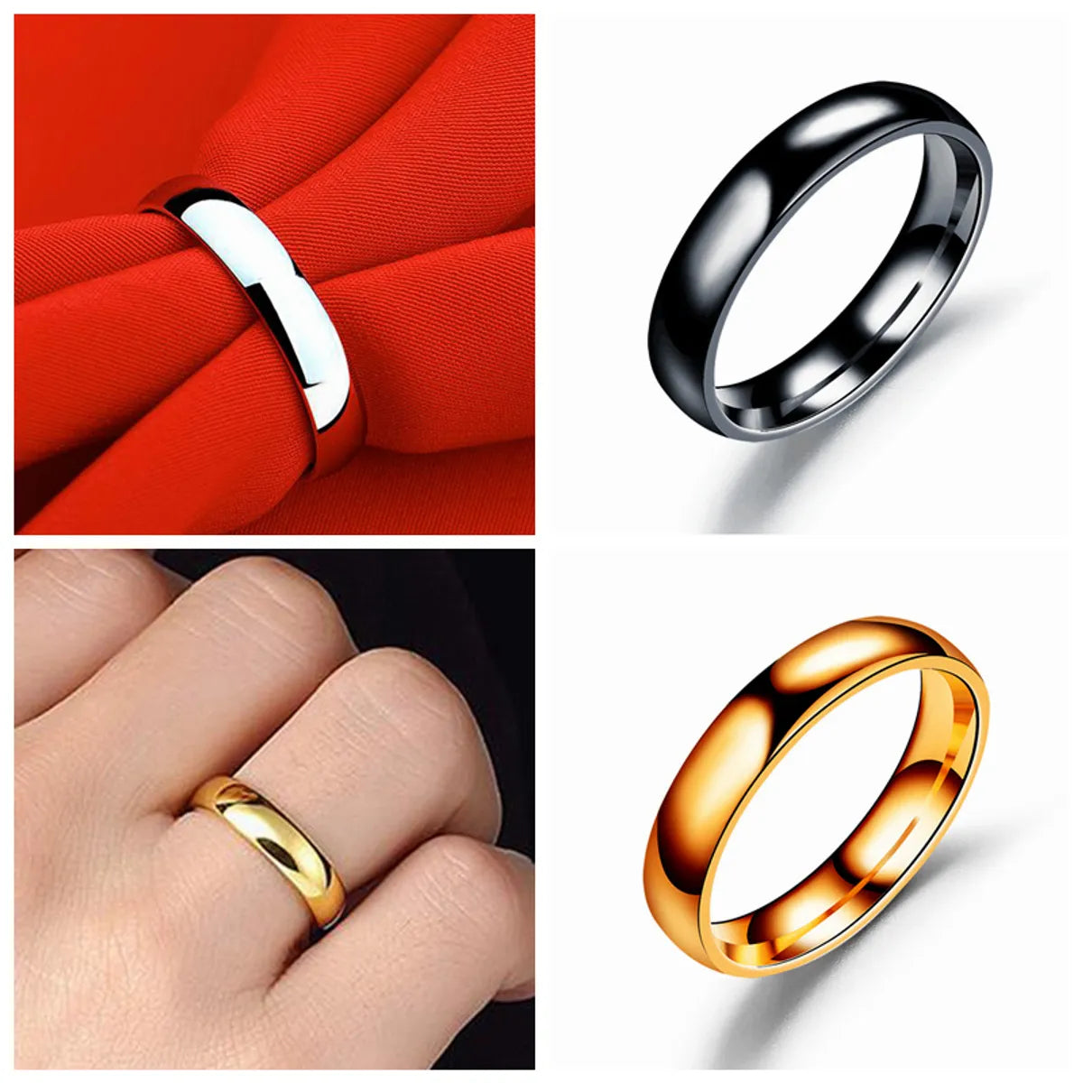 Stainless Steel 18K Gold Plated Simple Style Plating U Shape Rings