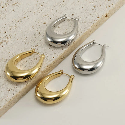 1 Pair Simple Style U Shape Polishing Stainless Steel Hoop Earrings