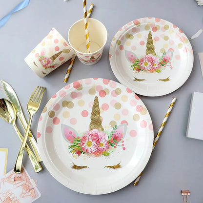 Simple Style  Paper Tableware 10 Pieces