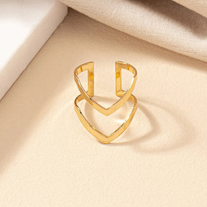 Simple Style V Shape Alloy Plating Gold Plated Women's Open Rings