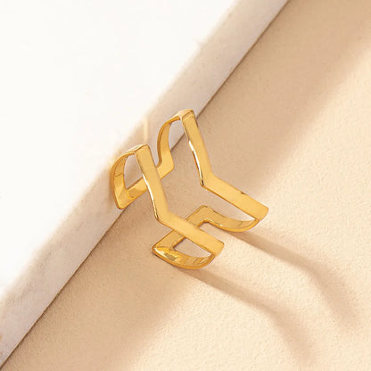 Simple Style V Shape Alloy Plating Gold Plated Women's Open Rings