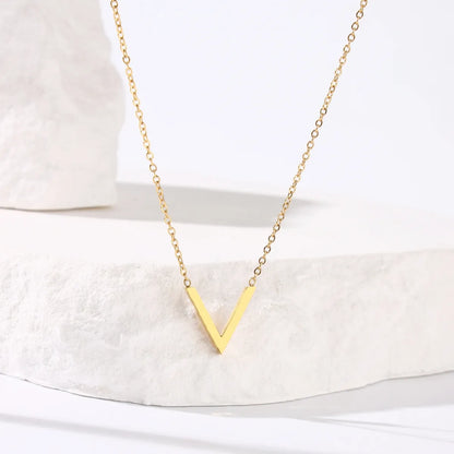 Simple Style V Shape Stainless Steel Plating 18k Gold Plated Necklace