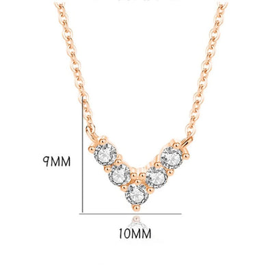 Simple Style V Shape Sterling Silver Polishing Plating Inlay Zircon Necklace