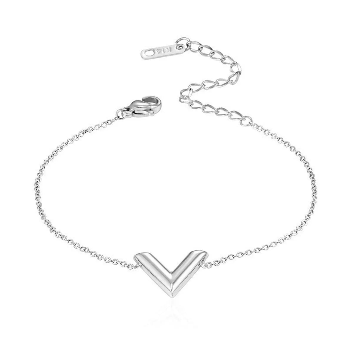 Wholesale Simple Style V Shape Titanium Steel Plating Bracelets Necklace