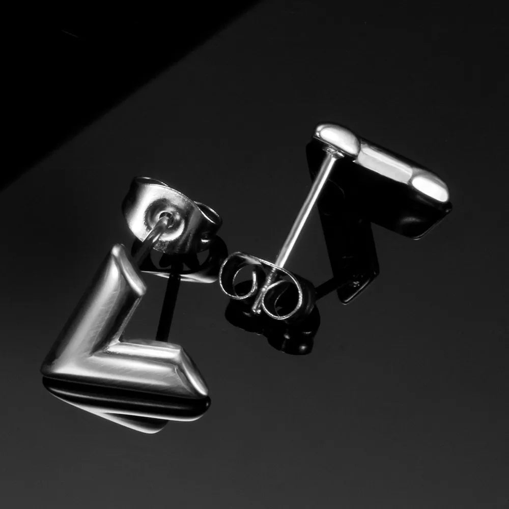 Simple Style V Shape Titanium Steel Plating Ear Studs 1 Pair