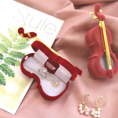 Simple Style Violin Flannel Jewelry Boxes