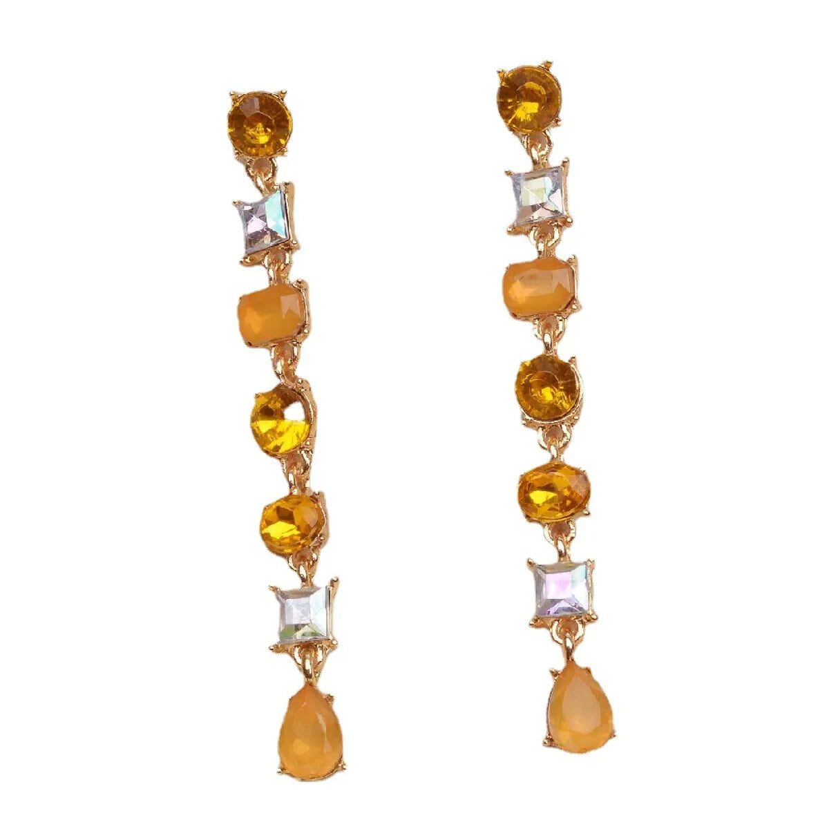 Simple Style Water Droplets Alloy Inlay Rhinestones Women's Drop Earrings