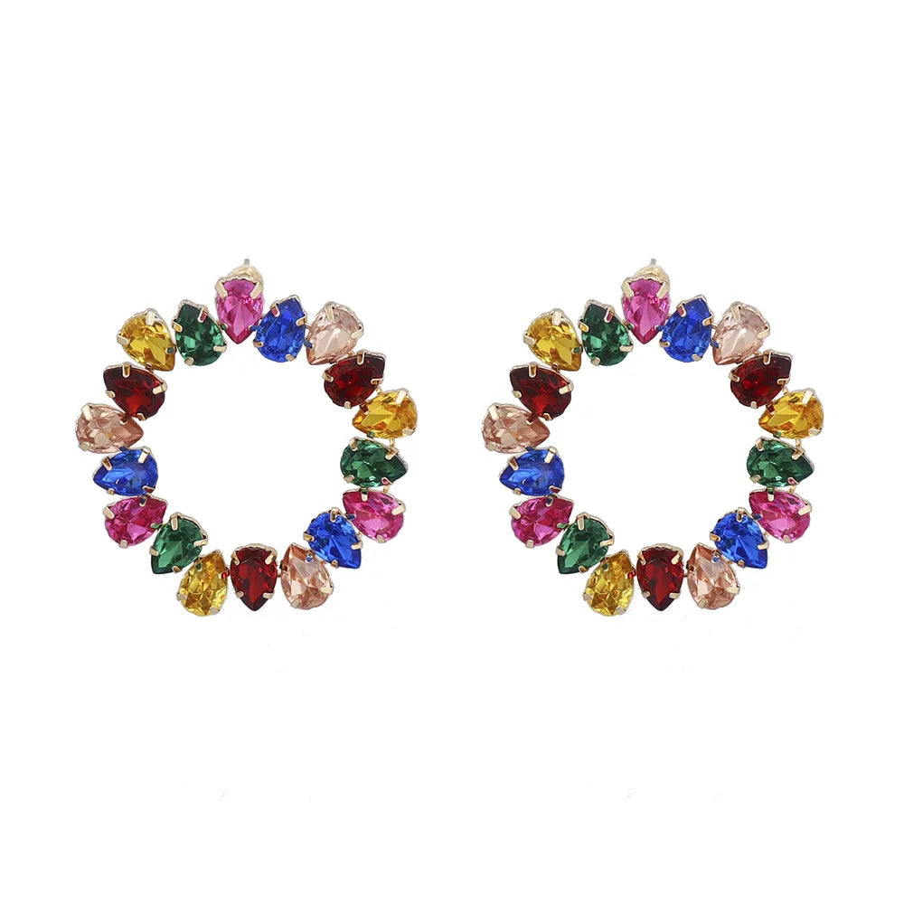 Simple Style Water Droplets Alloy Inlay Rhinestones Women'S Ear Studs