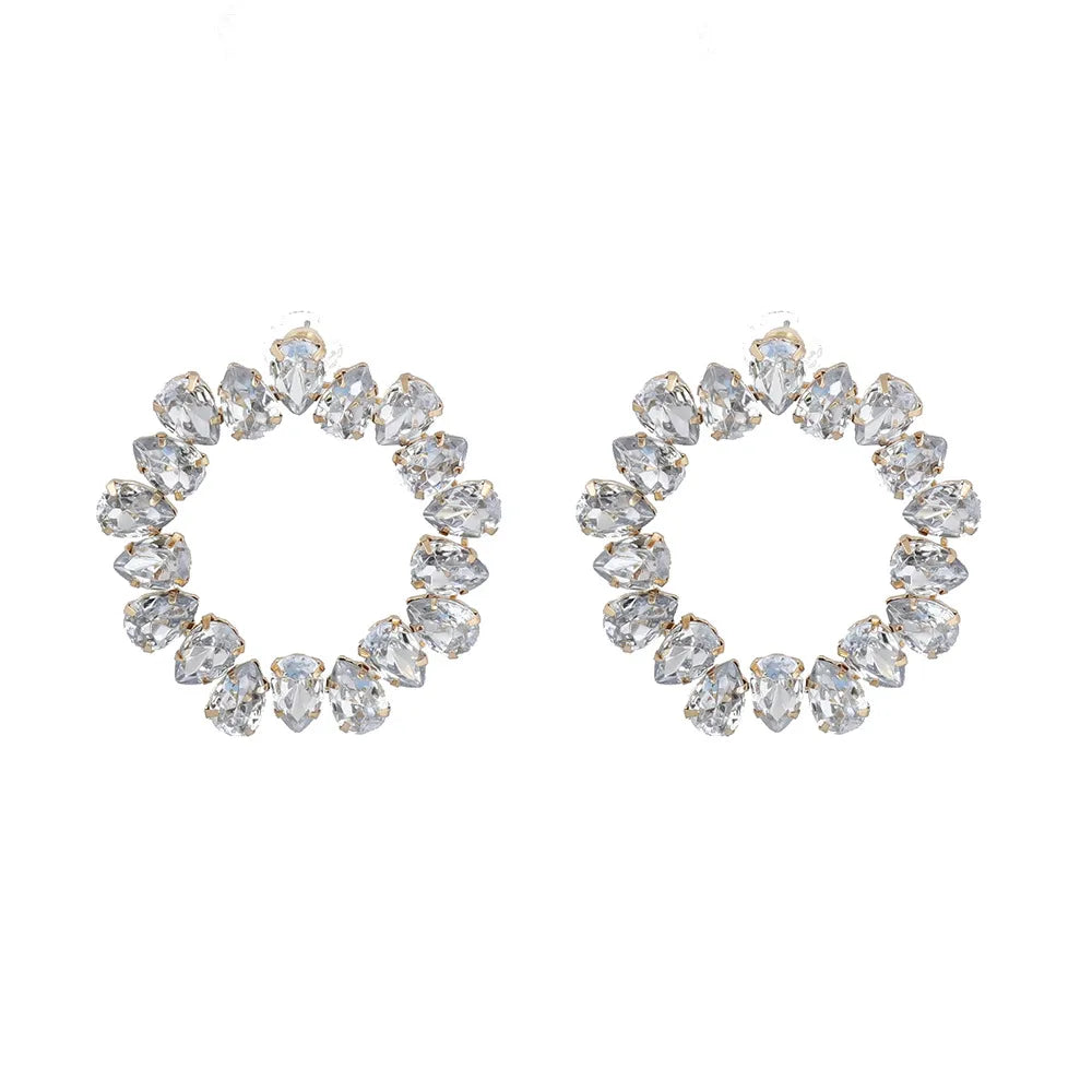 Simple Style Water Droplets Alloy Inlay Rhinestones Women'S Ear Studs