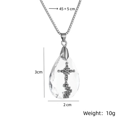 Simple Style Water Droplets Alloy Iron Plating Inlay Rhinestones Glass White Gold Plated Women's Pendant Necklace