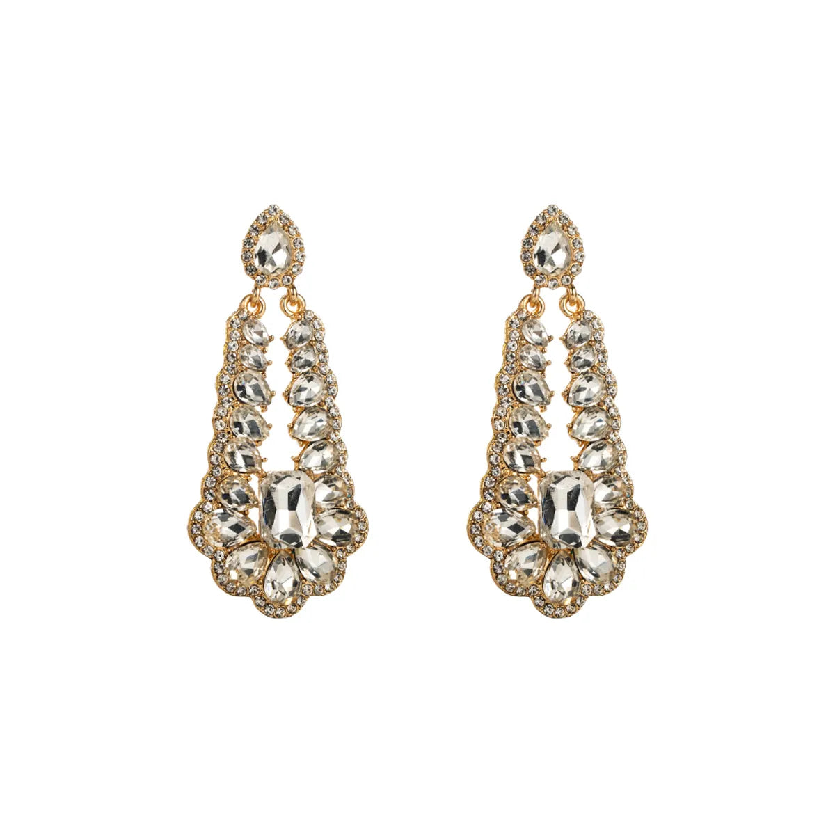 Simple Style Water Droplets Alloy Plating Inlay Rhinestones Glass Gold Plated Silver Plated Women'S Drop Earrings