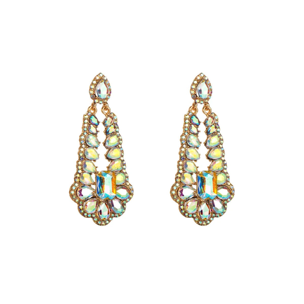 Simple Style Water Droplets Alloy Plating Inlay Rhinestones Glass Gold Plated Silver Plated Women'S Drop Earrings