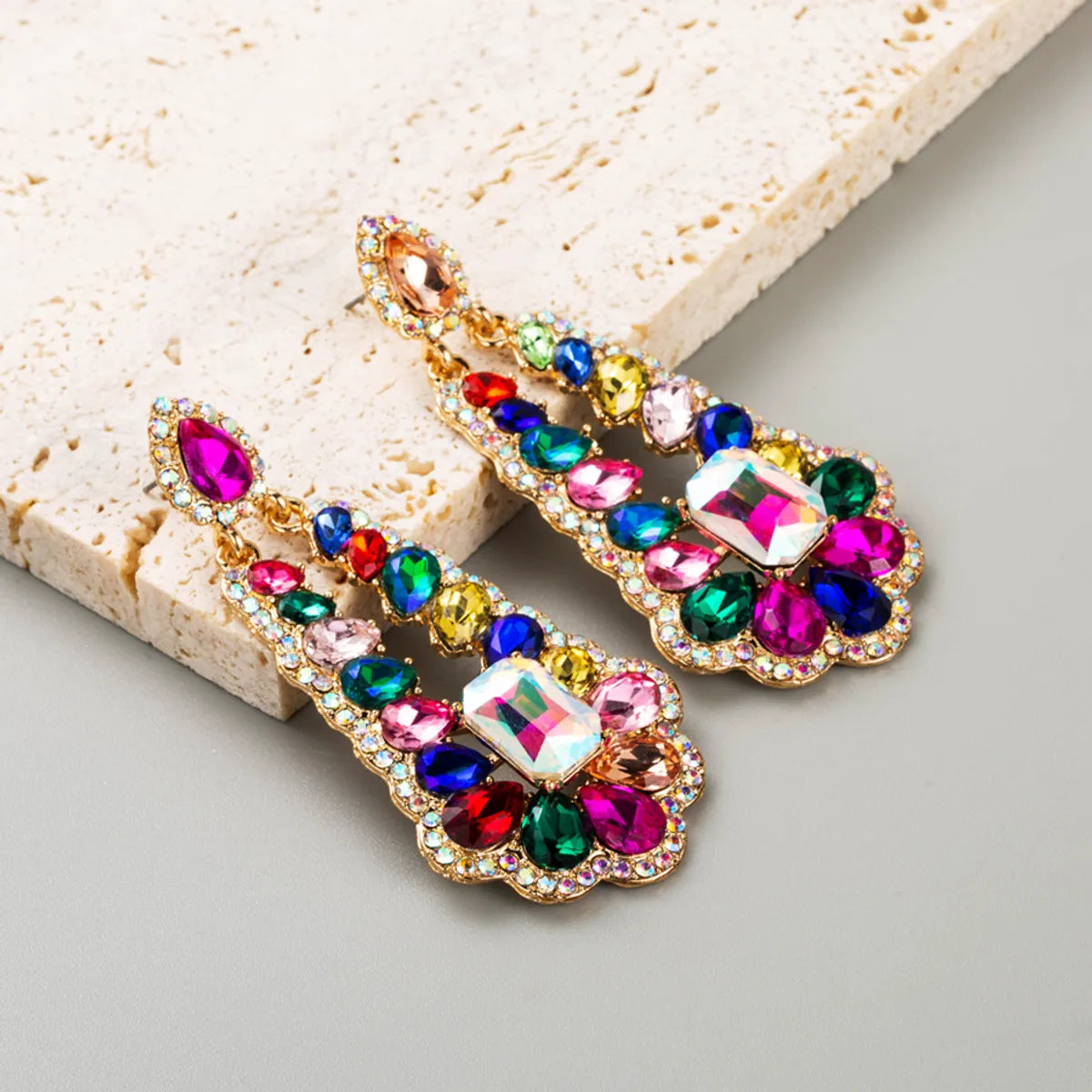 Simple Style Water Droplets Alloy Plating Inlay Rhinestones Glass Gold Plated Silver Plated Women'S Drop Earrings