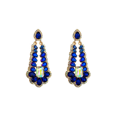 Simple Style Water Droplets Alloy Plating Inlay Rhinestones Glass Gold Plated Silver Plated Women'S Drop Earrings