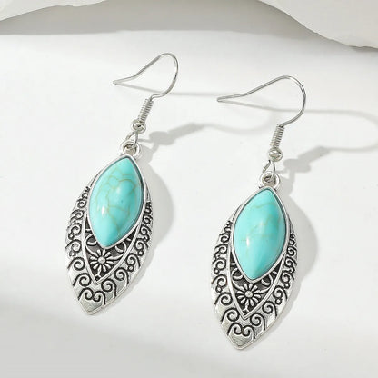 Simple Style Water Droplets Alloy Plating Inlay Turquoise Women's Jewelry Set