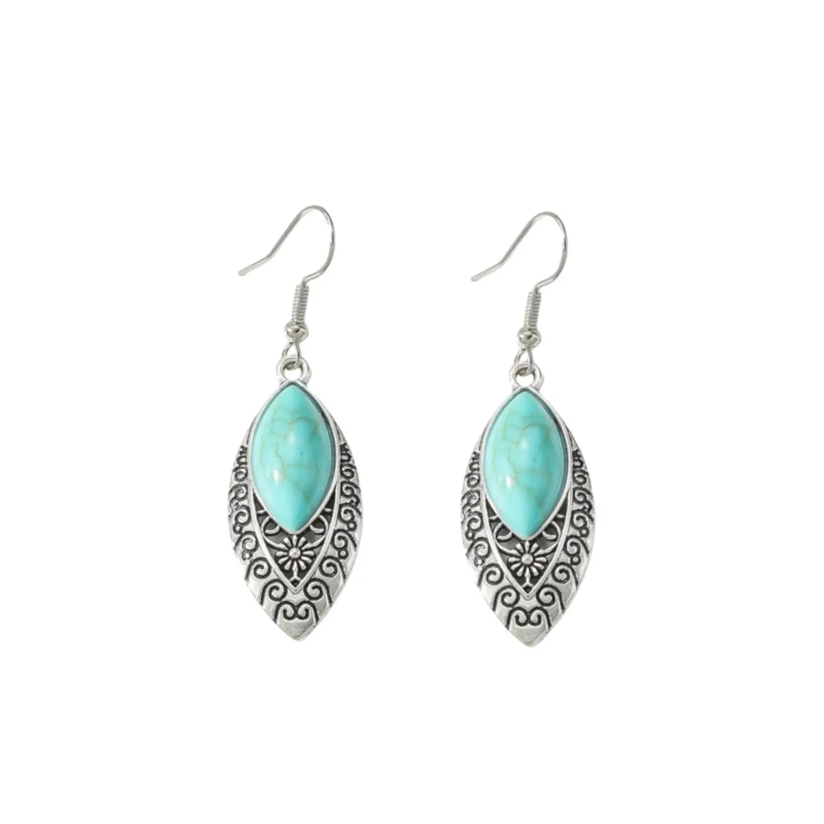 Simple Style Water Droplets Alloy Plating Inlay Turquoise Women's Jewelry Set