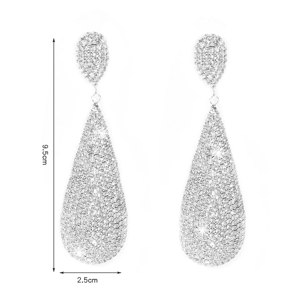 Simple Style Water Droplets Artificial Crystal Inlay Rhinestones Silver Plated Women'S Drop Earrings