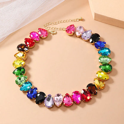 Simple Style Water Droplets Artificial Diamond Alloy Wholesale Necklace