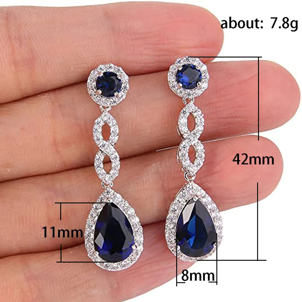 Simple Style Water Droplets Copper Inlay Artificial Gemstones Drop Earrings 1 Pair