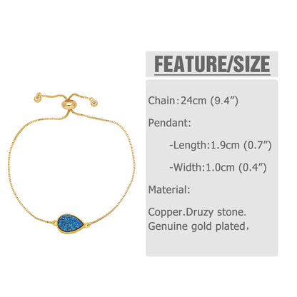 Simple Style Water Droplets Copper Plating Inlay Artificial Gemstones 18k Gold Plated Bracelets