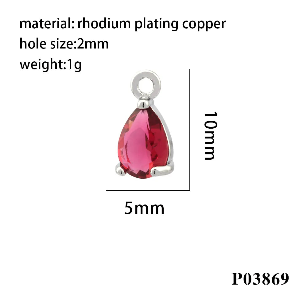 Simple Style Water Droplets Copper Plating Inlay Zircon 18k Gold Plated Charms