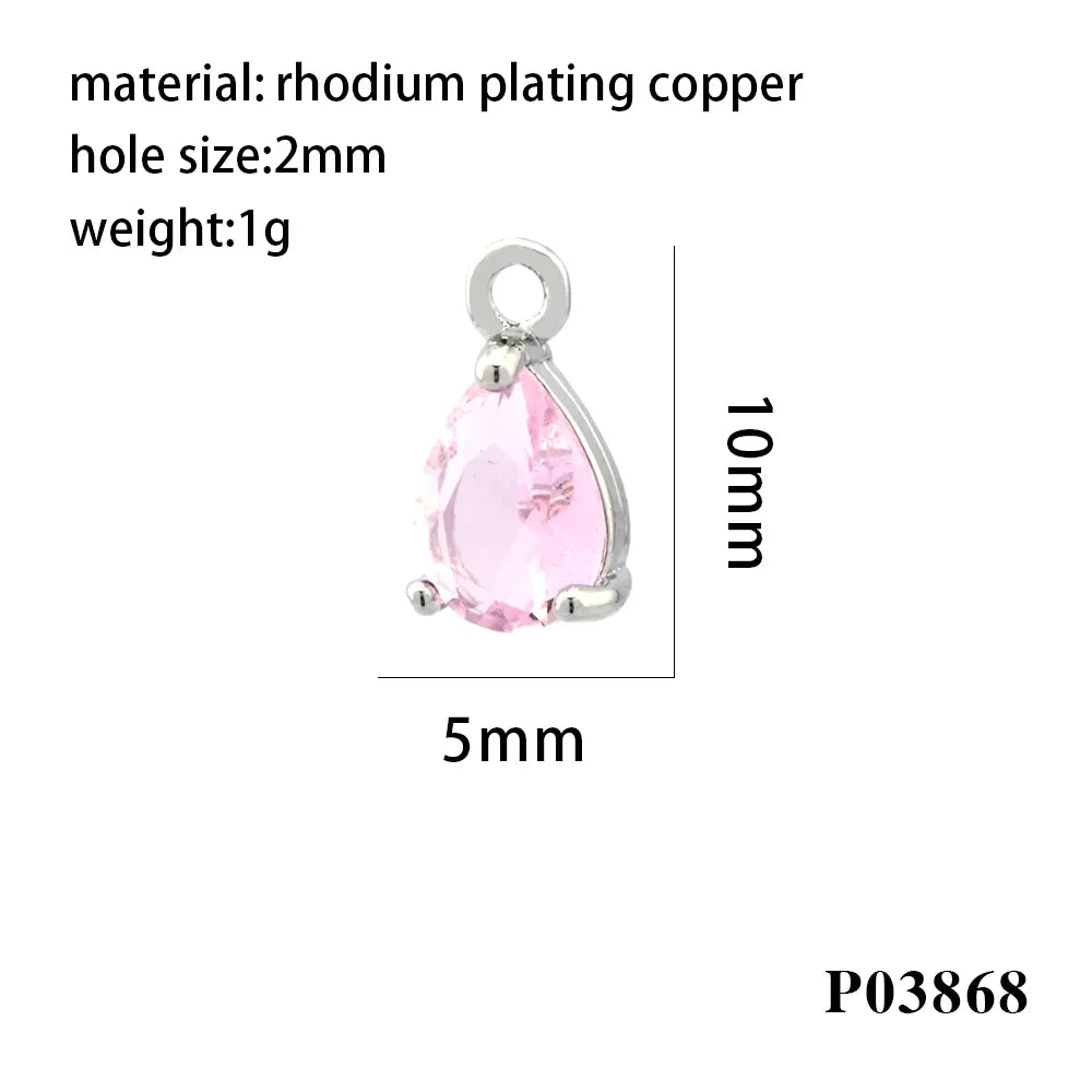 Simple Style Water Droplets Copper Plating Inlay Zircon 18k Gold Plated Charms