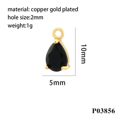 Simple Style Water Droplets Copper Plating Inlay Zircon 18k Gold Plated Charms