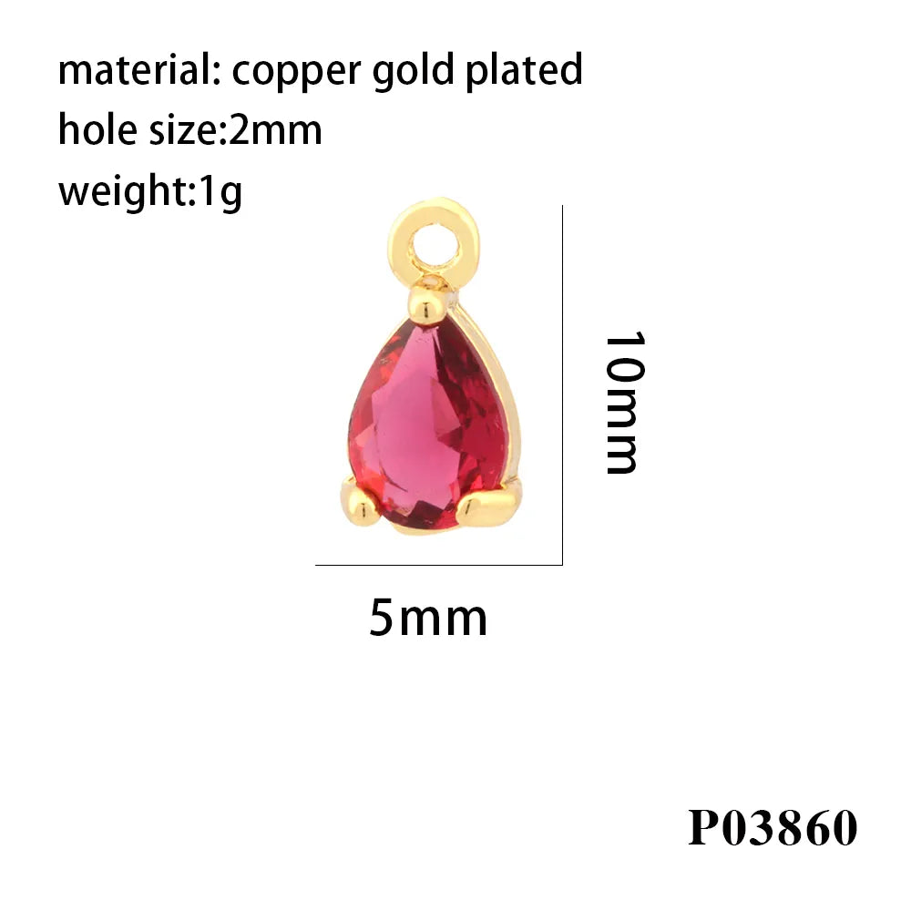 Simple Style Water Droplets Copper Plating Inlay Zircon 18k Gold Plated Charms