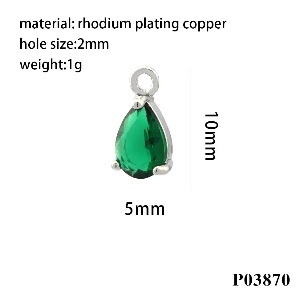 Simple Style Water Droplets Copper Plating Inlay Zircon 18k Gold Plated Charms