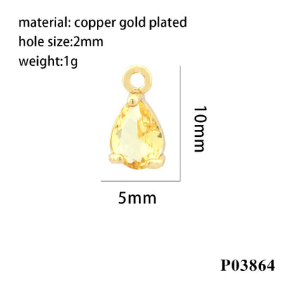 Simple Style Water Droplets Copper Plating Inlay Zircon 18k Gold Plated Charms