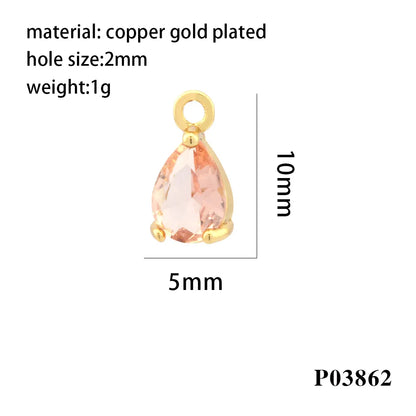 Simple Style Water Droplets Copper Plating Inlay Zircon 18k Gold Plated Charms