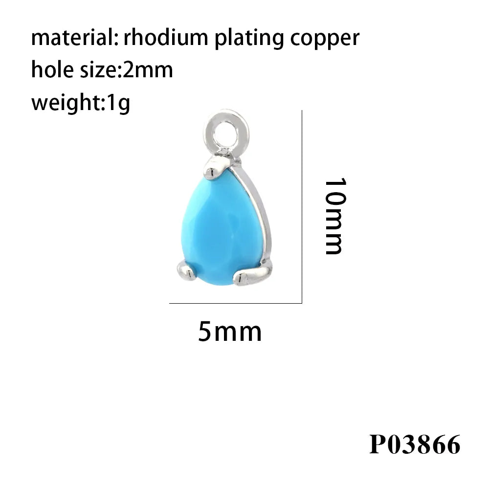 Simple Style Water Droplets Copper Plating Inlay Zircon 18k Gold Plated Charms