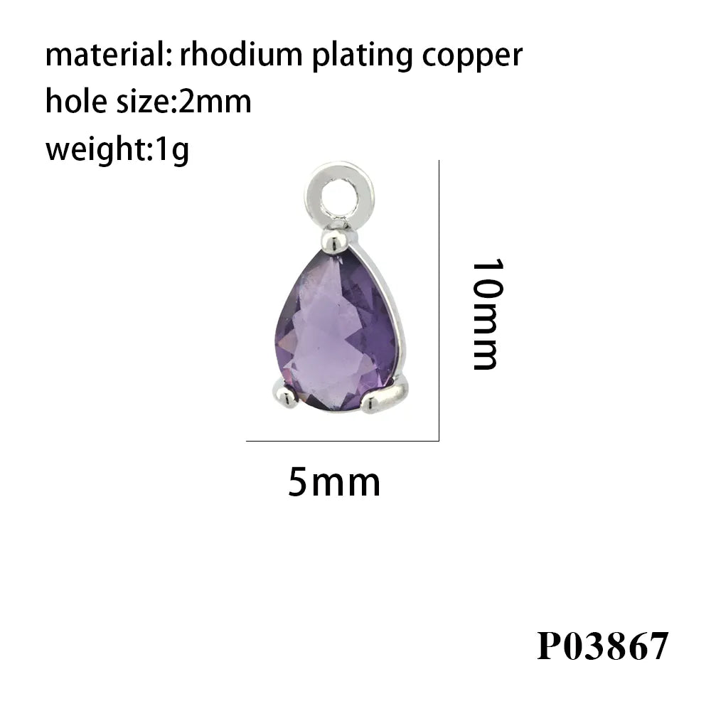 Simple Style Water Droplets Copper Plating Inlay Zircon 18k Gold Plated Charms