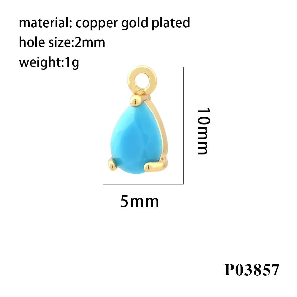 Simple Style Water Droplets Copper Plating Inlay Zircon 18k Gold Plated Charms