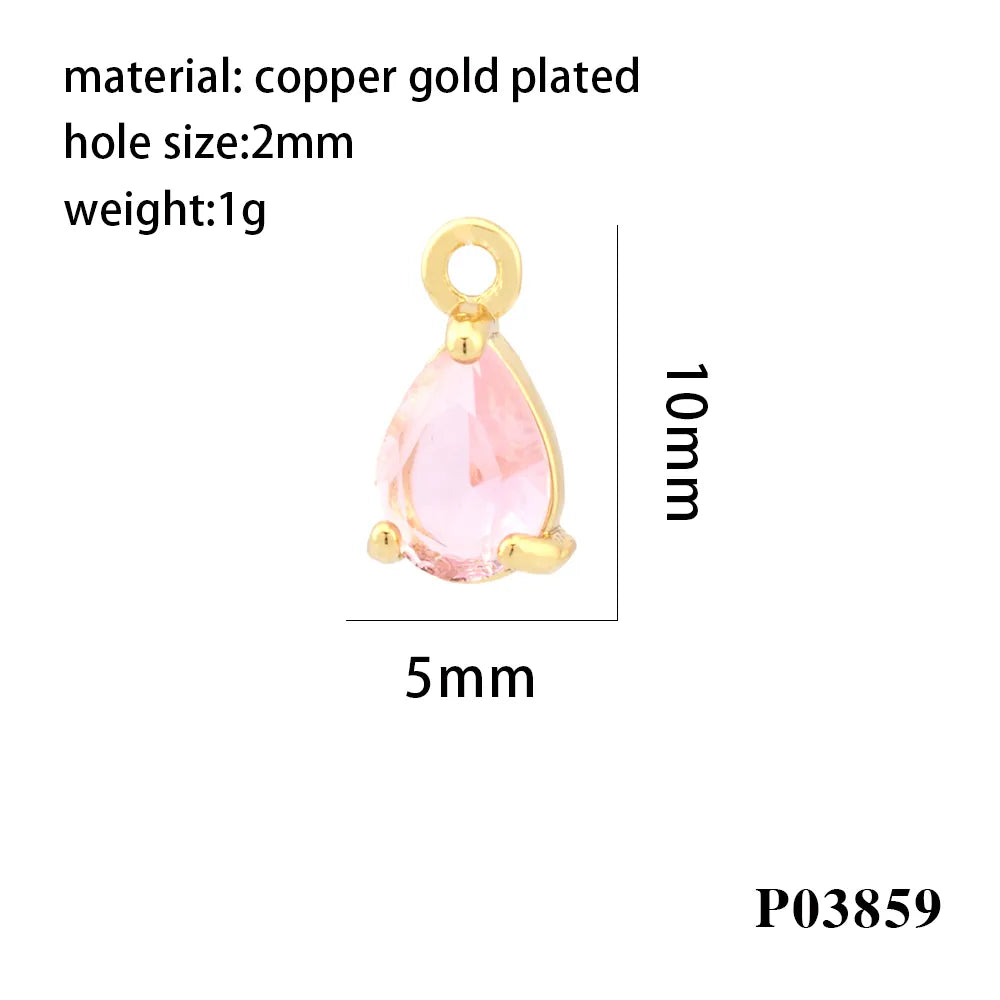 Simple Style Water Droplets Copper Plating Inlay Zircon 18k Gold Plated Charms