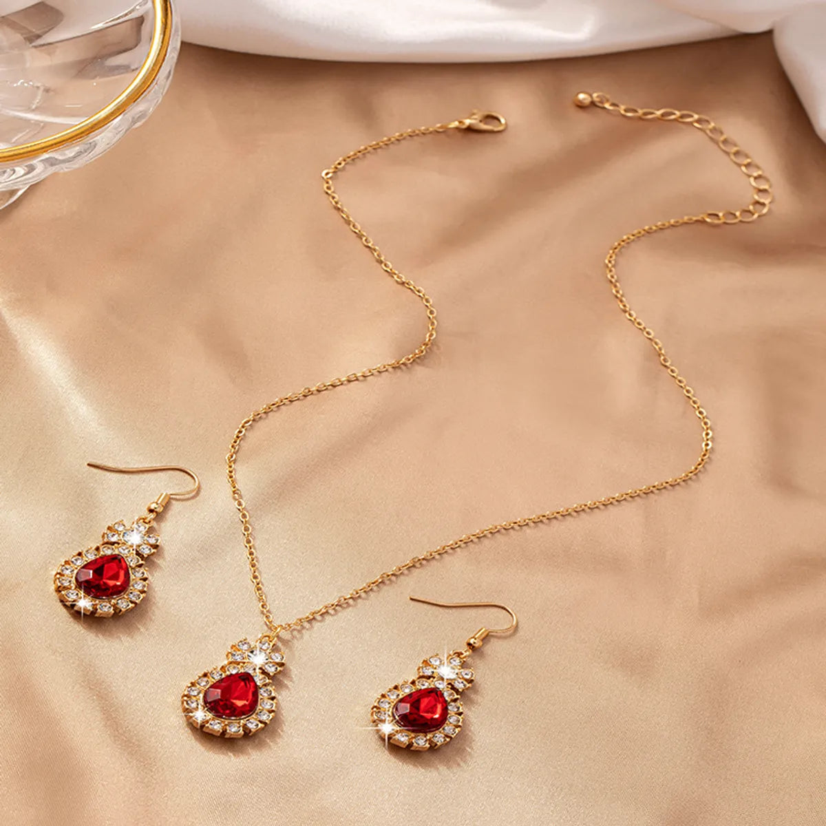 Simple Style Water Droplets Ferroalloy Plating Inlay Zircon Gold Plated Women's Jewelry Set